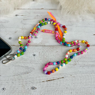 Handykette Holzperlen bunt