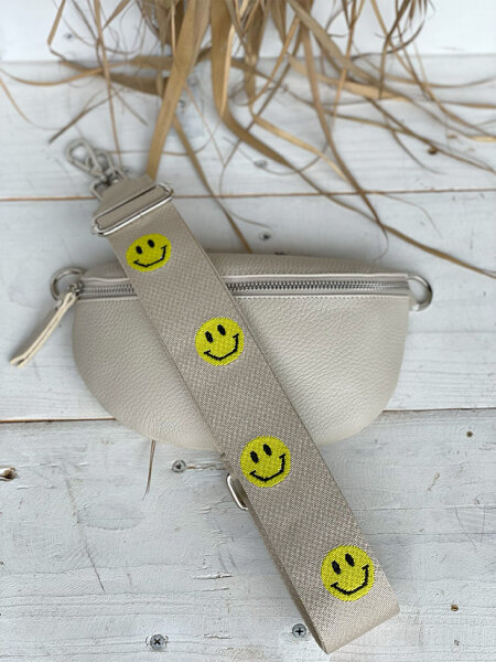 Webriemen creme "Smiley"