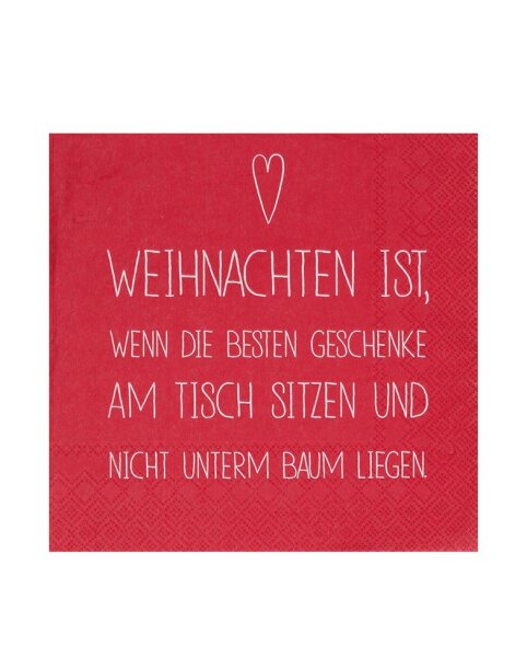 Serviette 33x33 "Weihnachten ist..." von Räder
