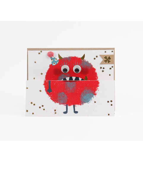 Monsterkarte Rotes Monster "Happy Birthday" von Good old friends