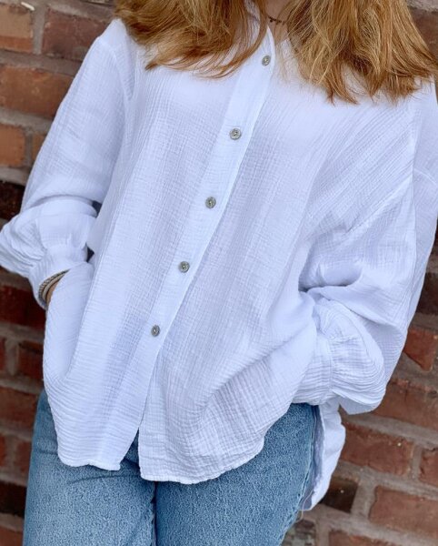 Musselinbluse regular "weiß" One Size