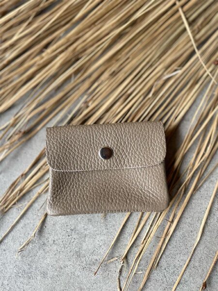 Leder-Portemonnaie S taupe dunkel