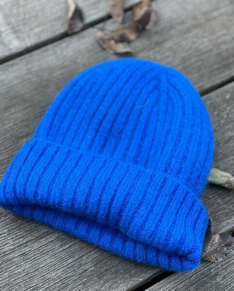 Strickmütze mit Alpaca royalblau