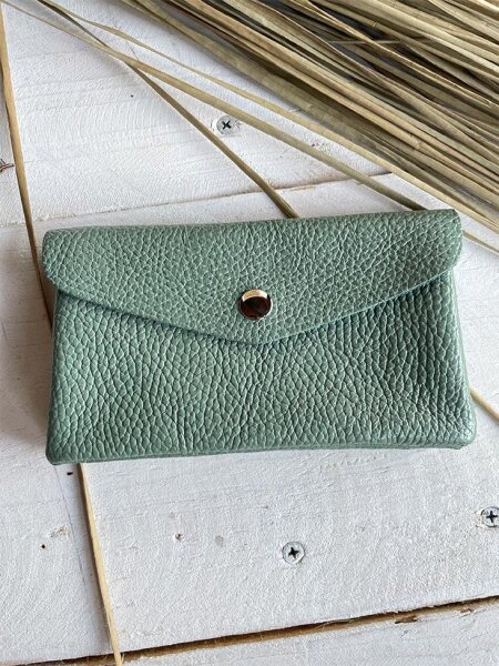 Leder-Portemonnaie L stone green