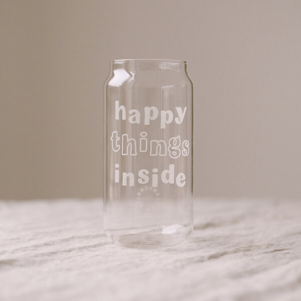 Hohes Trinkglas "Happy Things" von Eulenschnitt