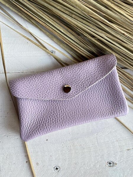 Leder-Portemonnaie L Flieder