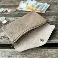 Leder-Portemonnaie L taupe hell