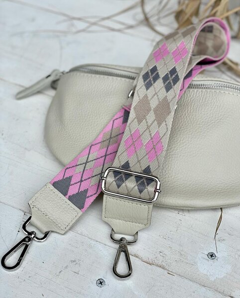 Webriemen creme "Rautenmuster"