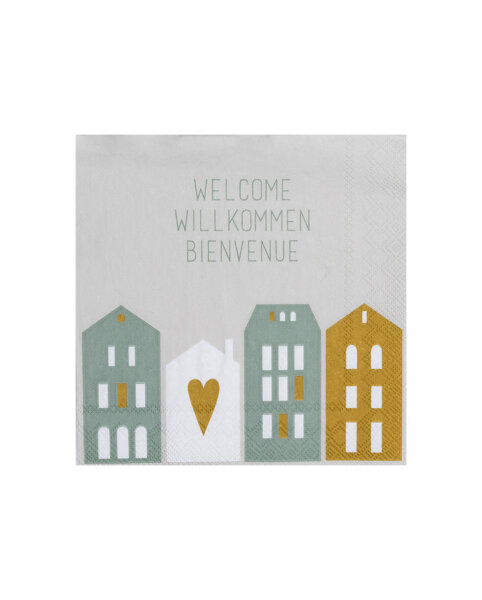 Cocktailserviette 25x25 "Welcome Willkommen Bienvenue" von Räder