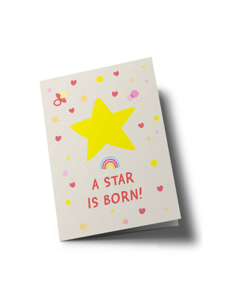 Klappkarte neonstyle "A star is born" von Nobis Design