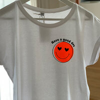Oversize-Tshirt "have a good day" neonorange von Mellow Words
