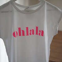 Oversize-Tshirt "ohlala" neonpink von Mellow Words