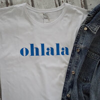 Oversize-Tshirt "ohlala" neonblau von Mellow Words
