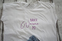 Oversize-Tshirt "Bauch Weine Po" neonlila von Mellow Words
