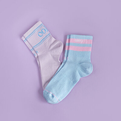 Socken "Midi Pastel Ocean Breeze" von ooley 35-38 flieder/hellblau
