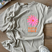 T-Shirt "Happy Vibes beige" One Size