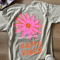 T-Shirt "Happy Vibes beige" One Size