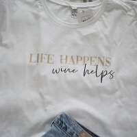 Oversize-Tshirt "Life happens wine helps" platin von Mellow Words XXL