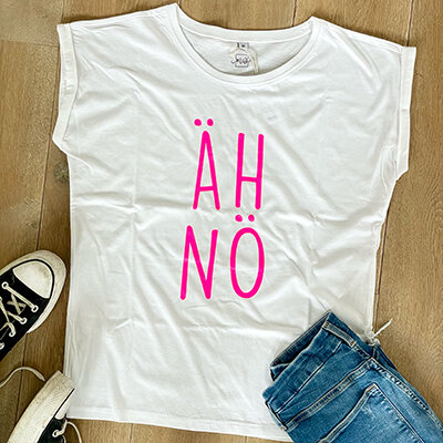 Oversize-Tshirt "Äh nö" neonpink von Mellow Words