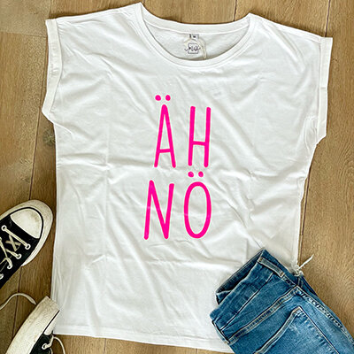 Oversize-Tshirt "Äh nö" neonpink von Mellow Words L
