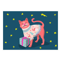 Postkarte luminous "Winter Cat" von Nobis Design