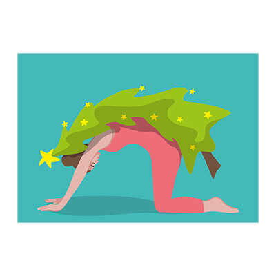 Postkarte luminous "Yoga with Xmas Tree" von Nobis Design