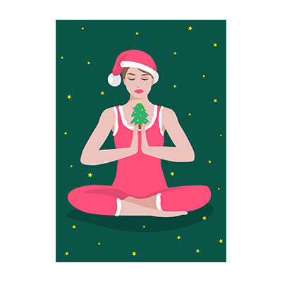 Postkarte pop art new generation "Weihnachts-Yoga" von Nobis Design