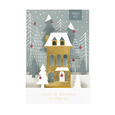 Weihnachtskartenhaus "Zuhause ist Weihnachten..." von Räder