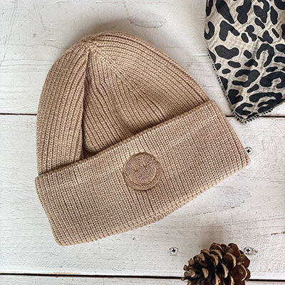 Strickmütze "Smiley" taupe