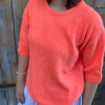 T-Shirt Pullover mit Alpaka "Neon peach" von Sarah & Sally