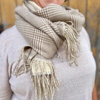Karierter Schal mit Fransen beige
