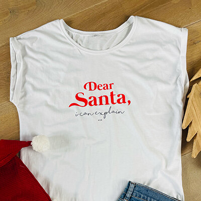 Oversize-Tshirt "Dear Santa" von Mellow Words