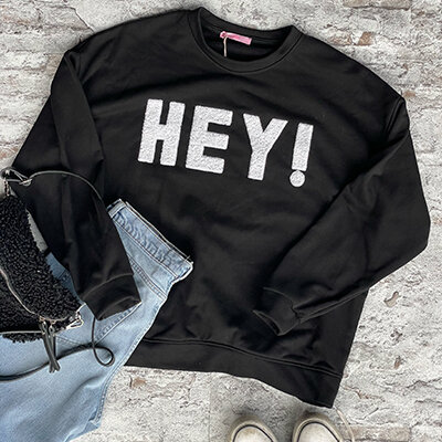 Sweatshirt "Hey" schwarz-weiß One Size