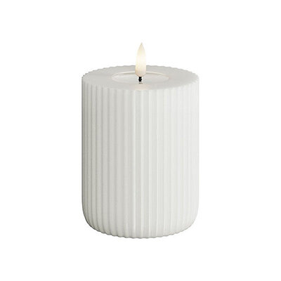 Solid Stripe LED Blockkerze 8x10cm "weiß" von DELUXE Homeart