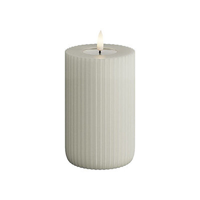 Solid Stripe LED Blockkerze 8x12,5cm "sand" von DELUXE Homeart