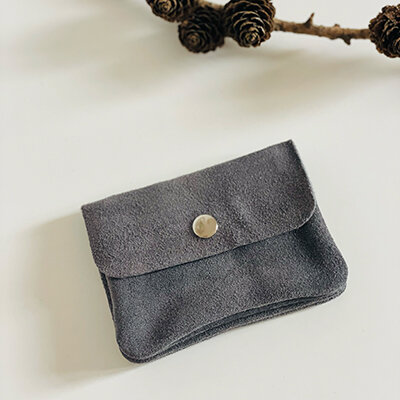 Leder-Portemonnaie S Velours grau