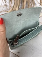Leder-Portemonnaie S Velours grau