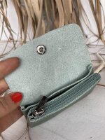 Leder-Portemonnaie S Velours grau
