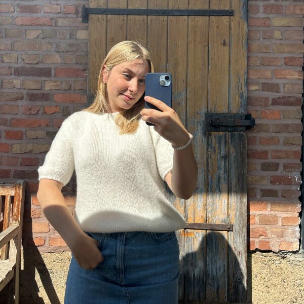 Kurzarmpullover mit Alpaka "creme"