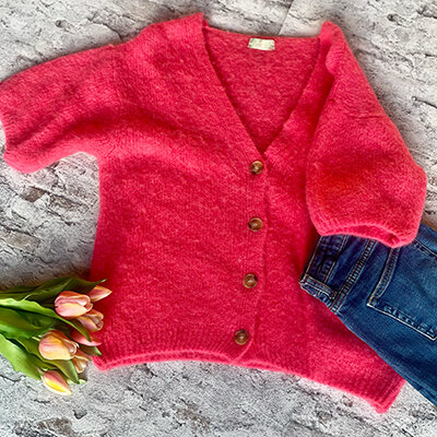 Kurzarm-Strickjacke "coral" One Size