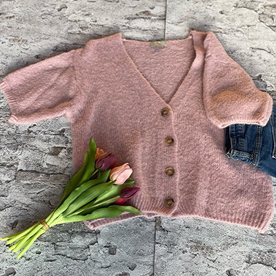 Kurzarm-Strickjacke "rosa" One Size