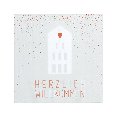 Serviette 33x33 "Herzlich Willkommen" von Räder