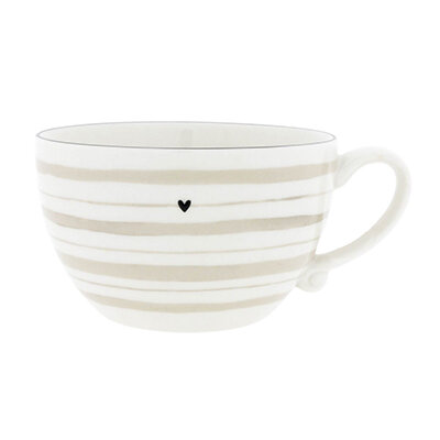 Suppentasse "Watercolour Natural Stripes" weiß von Bastion Collections
