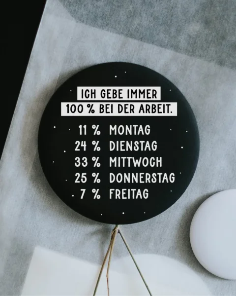 Magnet "Hundertprozent bei der Arbeit" groß von Heldenglück
