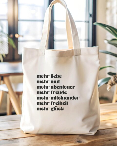 Tasche aus Canvas "Mehr Liebe" natur von Heldenglück