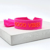 Statement-Armband "Good Vibes pink-neonorange"...