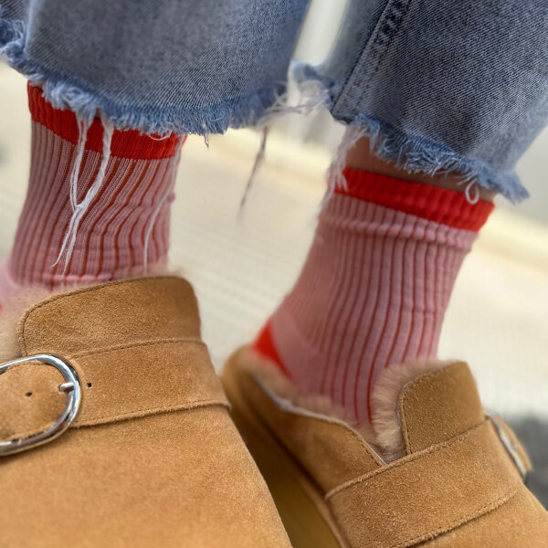 Socke Mini Stripe orange-peach von Unio Hamburg 39-42