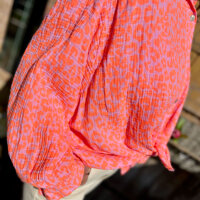 Musselinbluse regular "Leo neonorange-rosa" One...