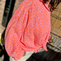 Musselinbluse regular "Leo neonorange-rosa" One Size