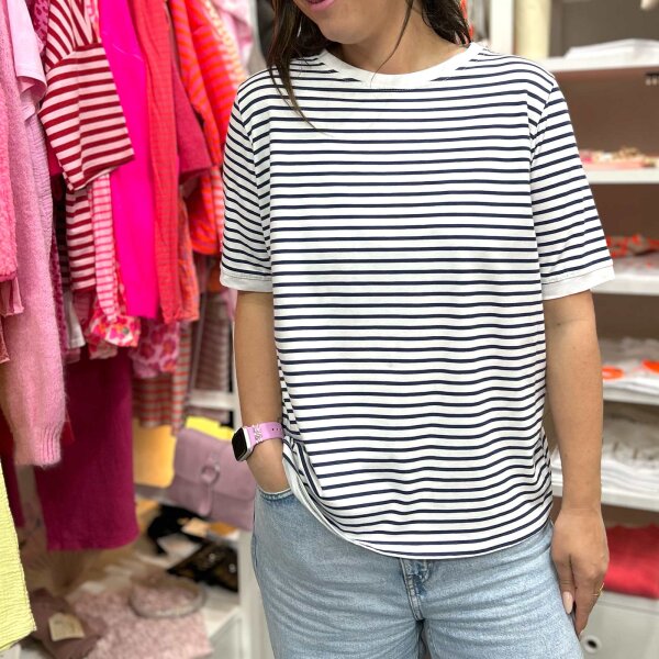T-Shirt Stripe "navy-weiß"